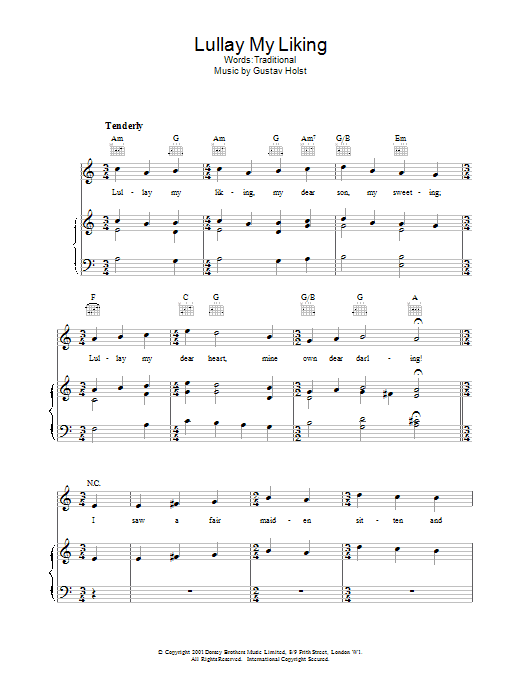 Traditional Lullay My Liking sheet music notes and chords arranged for Piano, Vocal & Guitar Chords