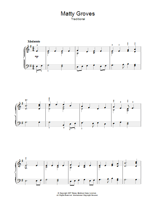 Traditional Matty Groves sheet music notes and chords arranged for Piano, Vocal & Guitar Chords