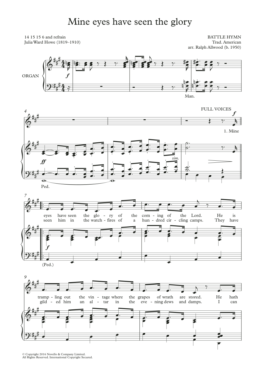 Traditional Mine Eyes Have Seen The Glory (arr. Ralph Allwood) sheet music notes and chords arranged for SATB Choir