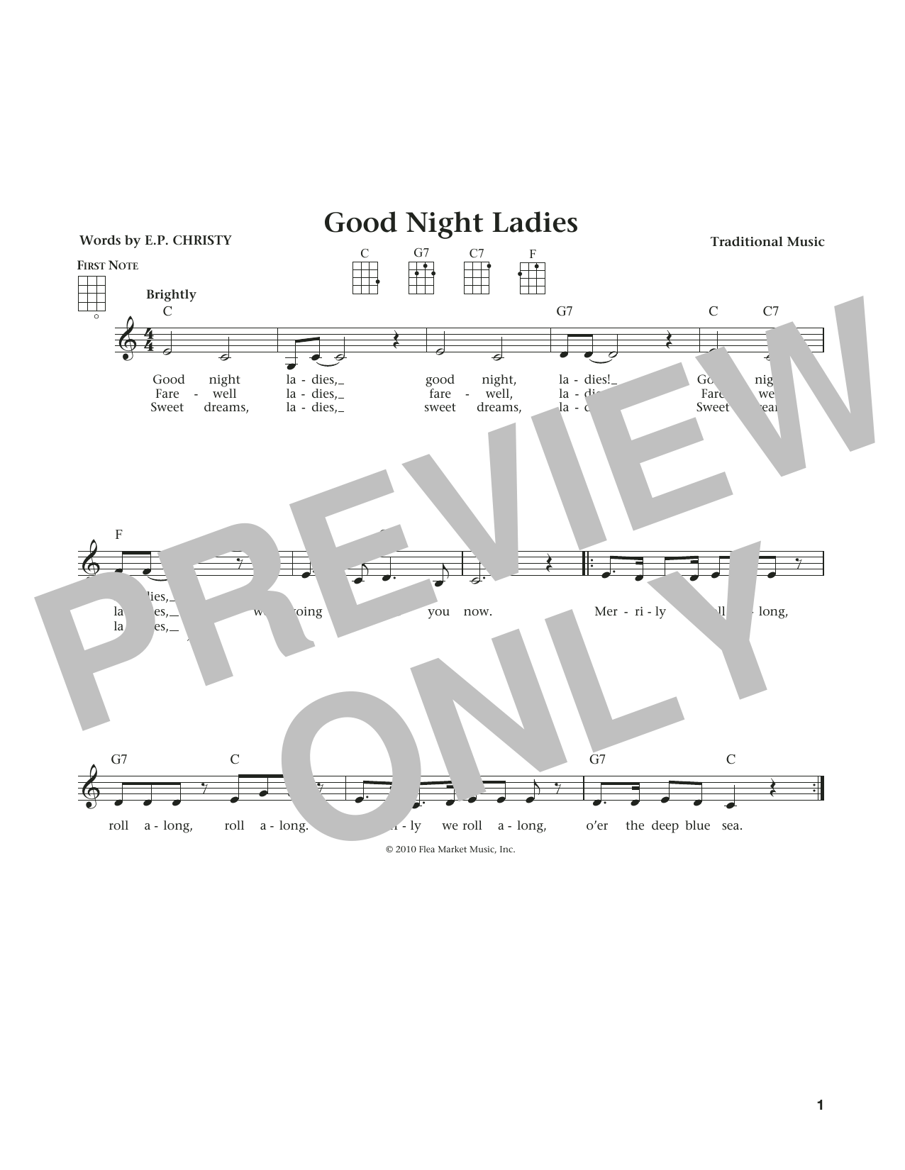 Traditional Music Good Night Ladies (from The Daily Ukulele) (arr. Liz and Jim Beloff) sheet music notes and chords arranged for Ukulele