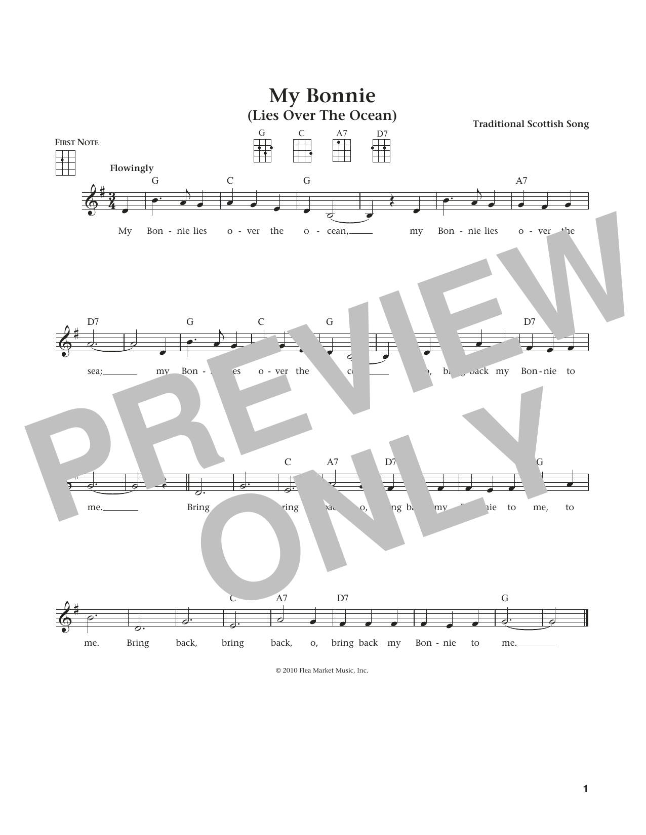 Traditional My Bonnie Lies Over The Ocean (from The Daily Ukulele) (arr. Liz and Jim Beloff) sheet music notes and chords arranged for Ukulele