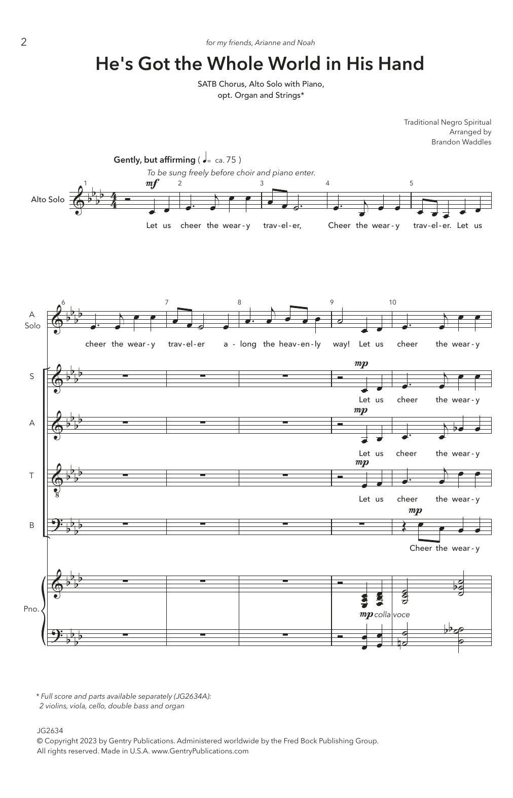 Traditional Negro Spiritual He's Got The Whole World In His Hands (arr. Brandon Waddles) sheet music notes and chords arranged for SATB Choir