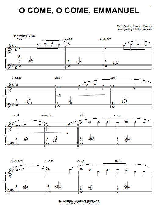 Traditional O Come, O Come Emmanuel [Jazz version] (arr. Phillip Keveren) sheet music notes and chords arranged for Piano Solo