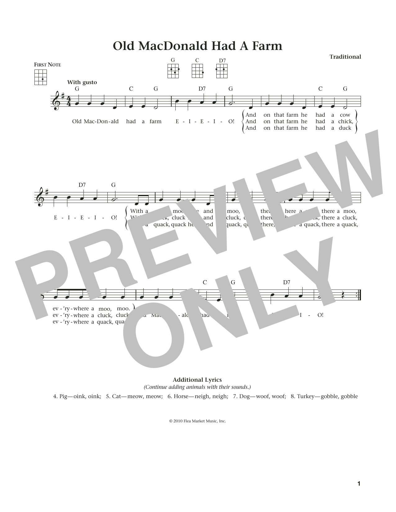 Traditional Old Macdonald Had A Farm (from The Daily Ukulele) (arr. Liz and Jim Beloff) sheet music notes and chords arranged for Ukulele
