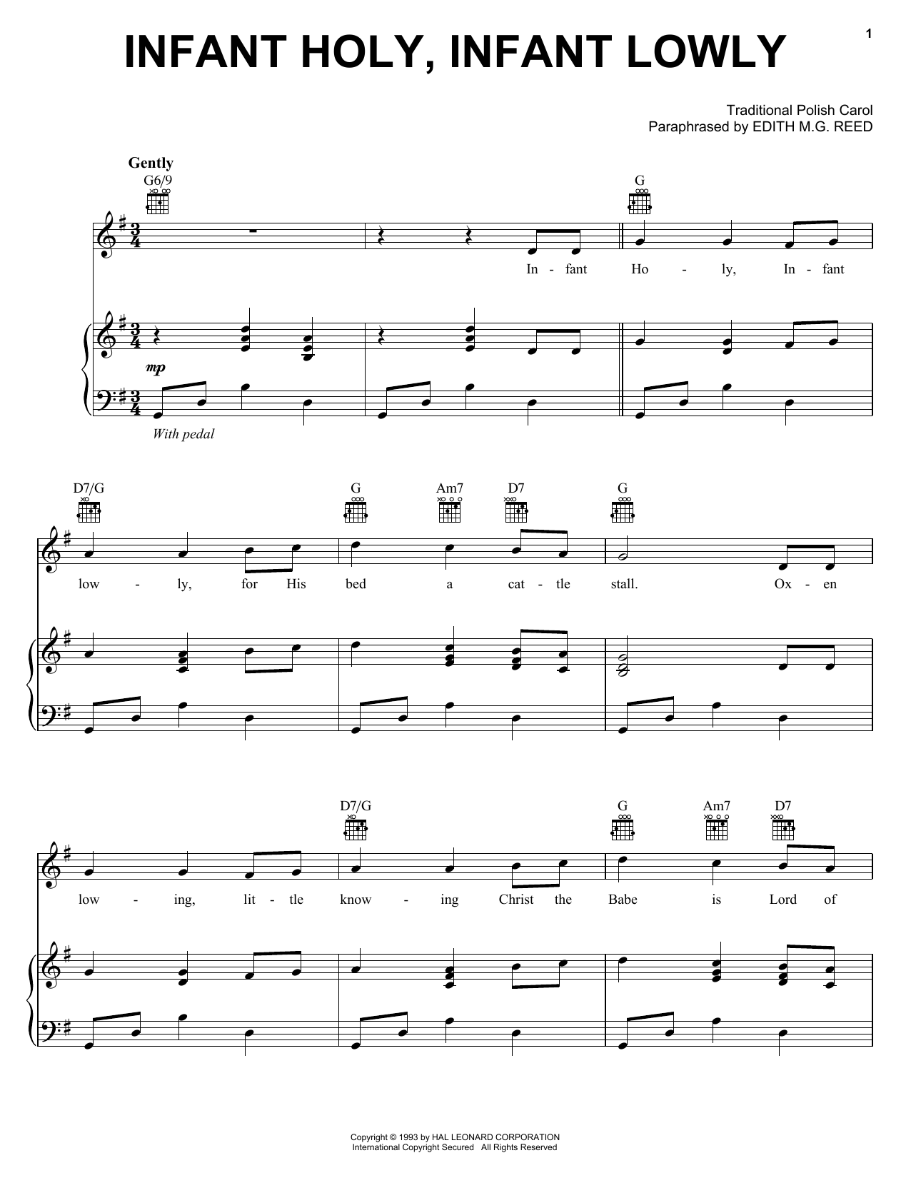 Traditional Polish Carol Infant Holy, Infant Lowly sheet music notes and chords arranged for ChordBuddy