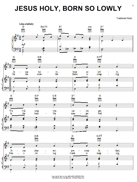 Traditional Polish Jesus Holy, Born So Lowly sheet music notes and chords arranged for Violin Solo