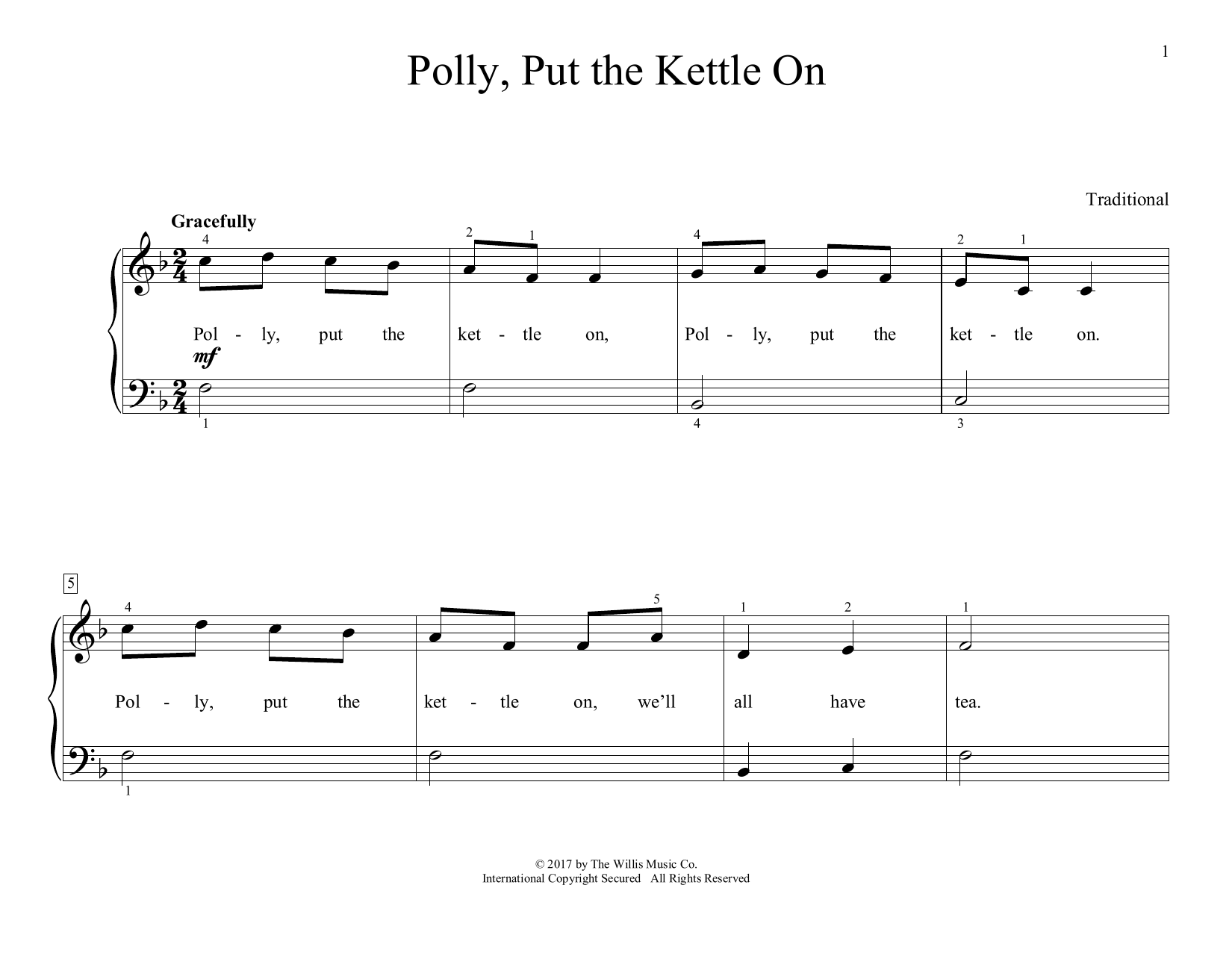 Traditional Polly, Put The Kettle On (arr. Christopher Hussey) sheet music notes and chords arranged for Educational Piano