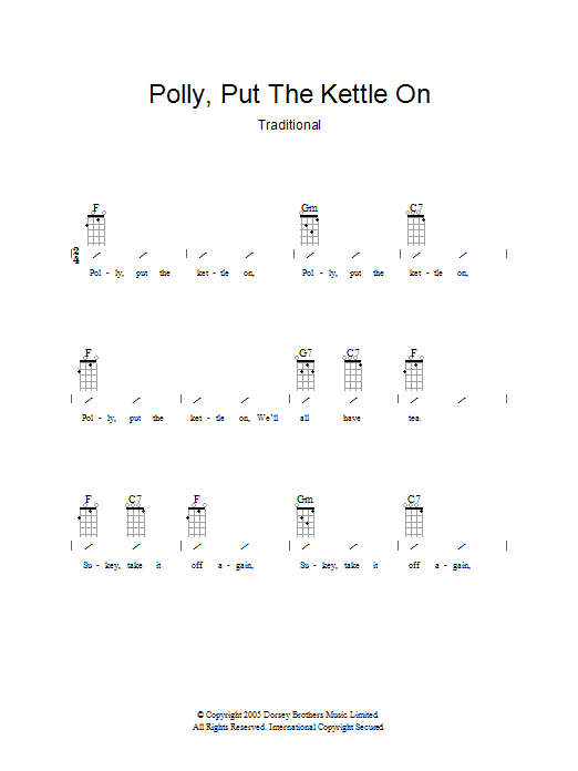 Traditional Polly Put The Kettle On sheet music notes and chords arranged for Guitar Chords/Lyrics