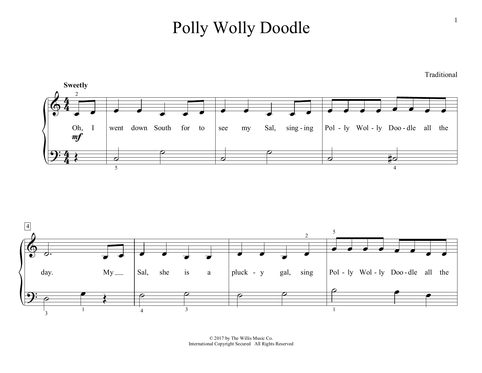 Traditional Polly Wolly Doodle (arr. Christopher Hussey) sheet music notes and chords arranged for Educational Piano
