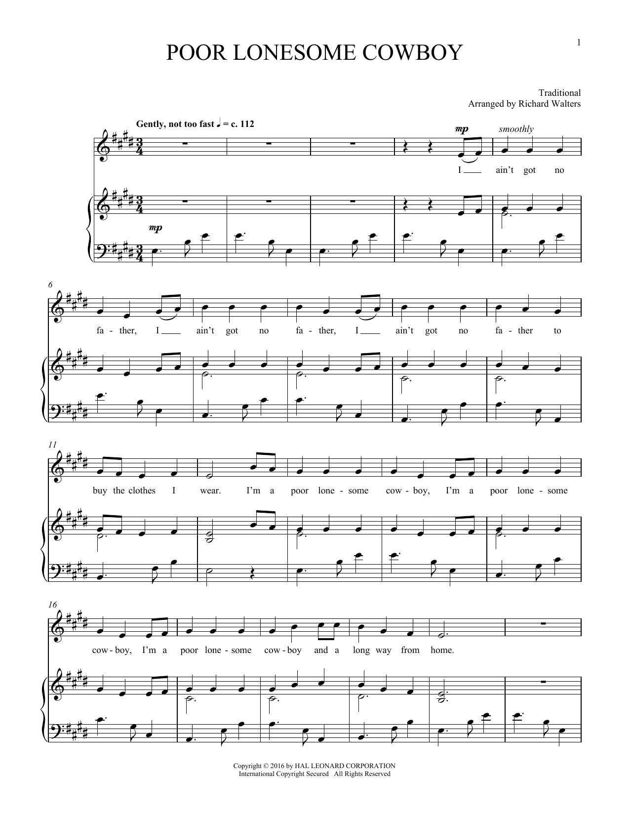 Traditional Poor Lonesome Cowboy sheet music notes and chords arranged for Piano & Vocal