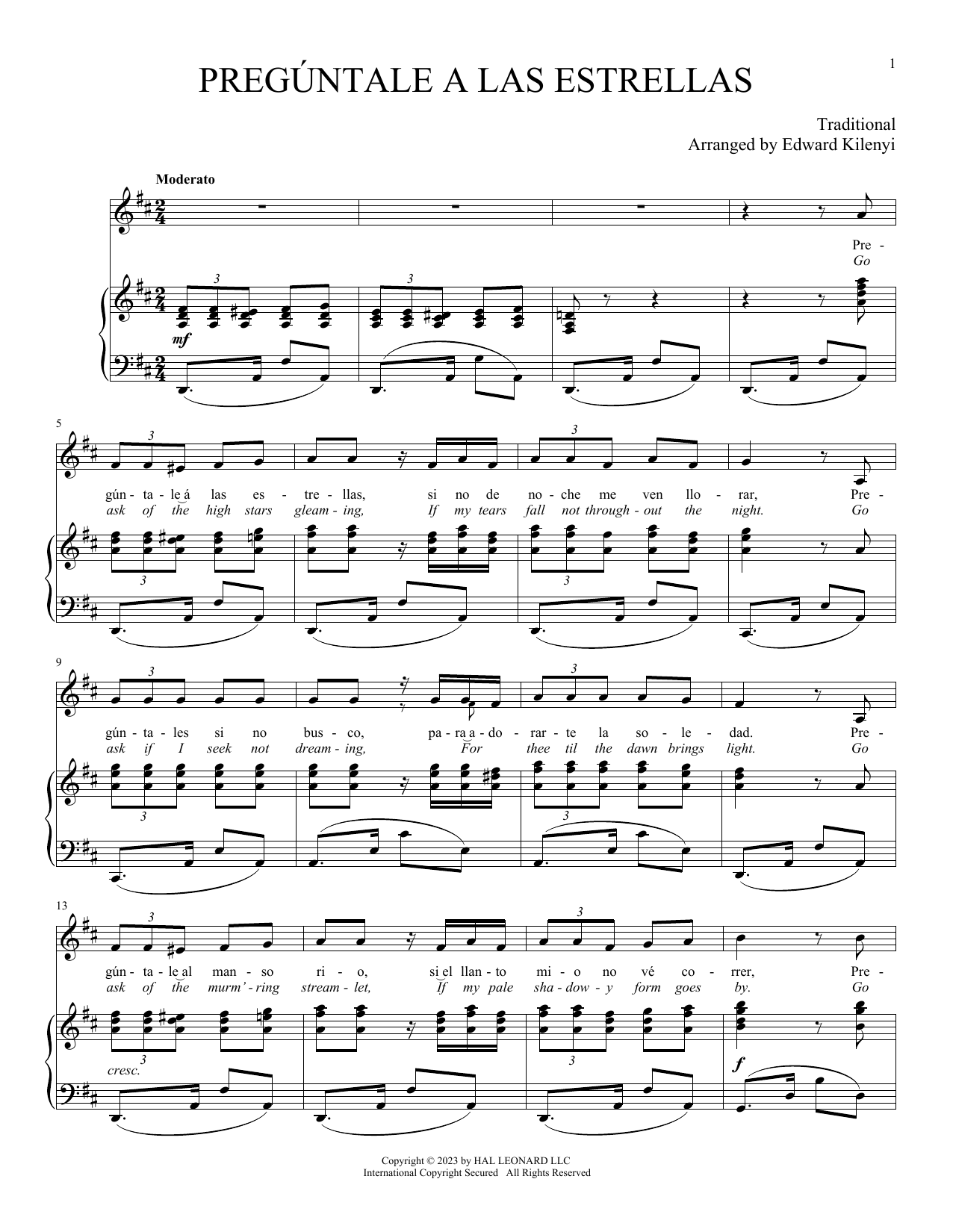 Traditional Pregúntale a las Estrellas sheet music notes and chords arranged for Piano & Vocal