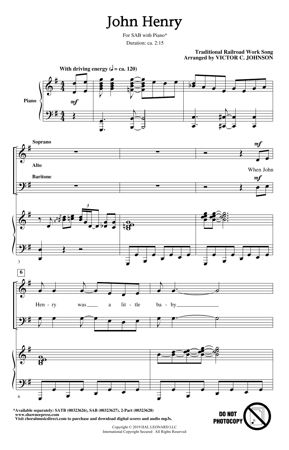Traditional Railroad Work Song John Henry (arr. Victor C. Johnson) sheet music notes and chords arranged for 2-Part Choir