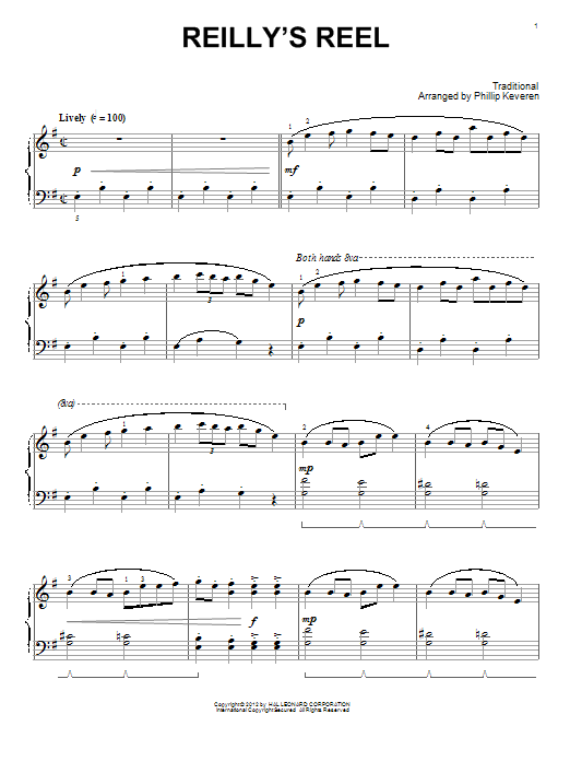 Traditional Reilly's Reel (arr. Phillip Keveren) sheet music notes and chords arranged for Piano Solo