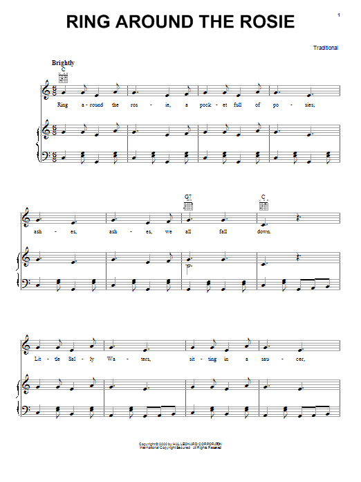 Traditional Ring Around The Rosie sheet music notes and chords arranged for Piano, Vocal & Guitar Chords (Right-Hand Melody)