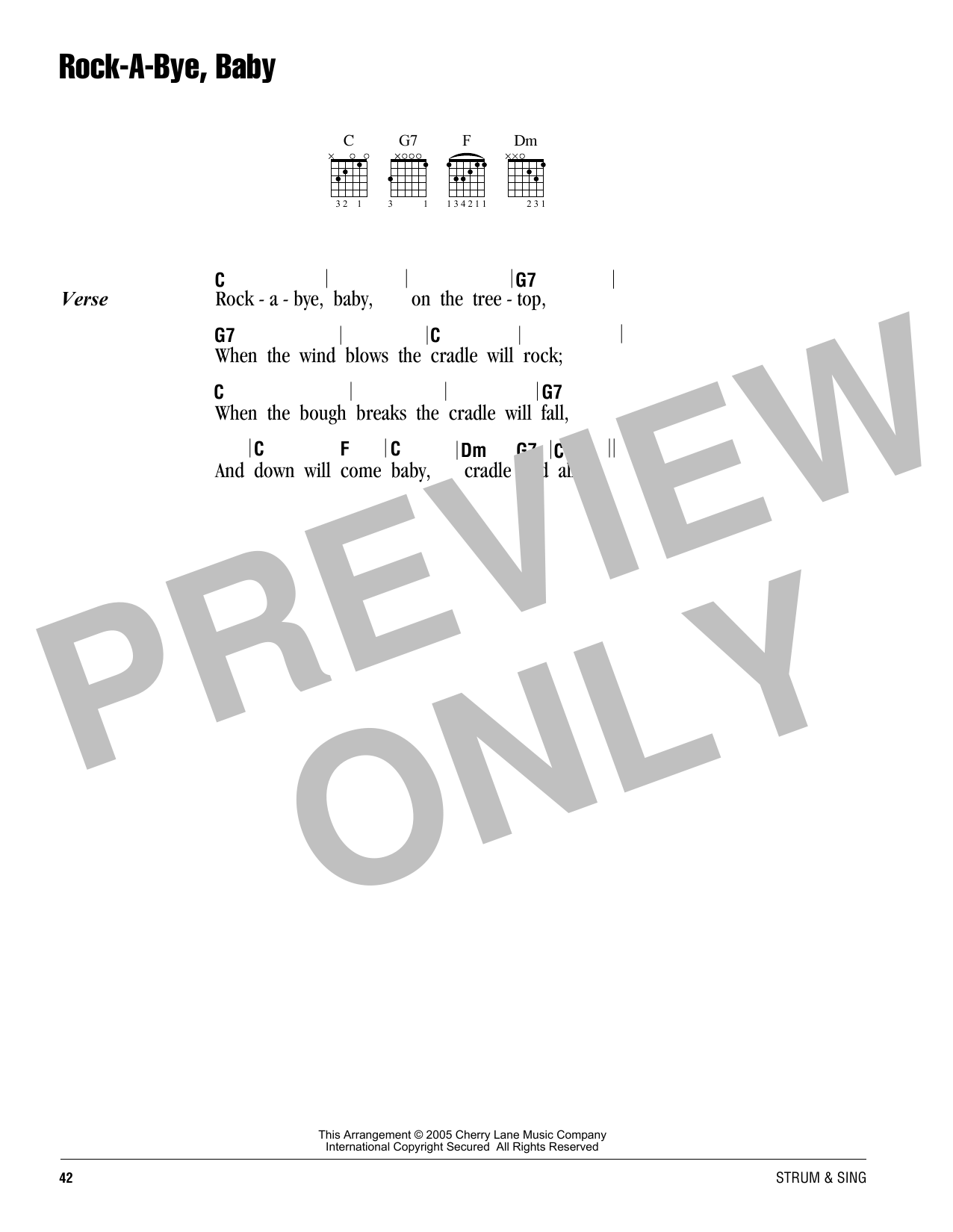 Traditional Rock-A-Bye, Baby sheet music notes and chords arranged for Lead Sheet / Fake Book