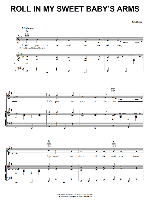 Traditional Roll In My Sweet Baby's Arms sheet music notes and chords arranged for Solo Guitar