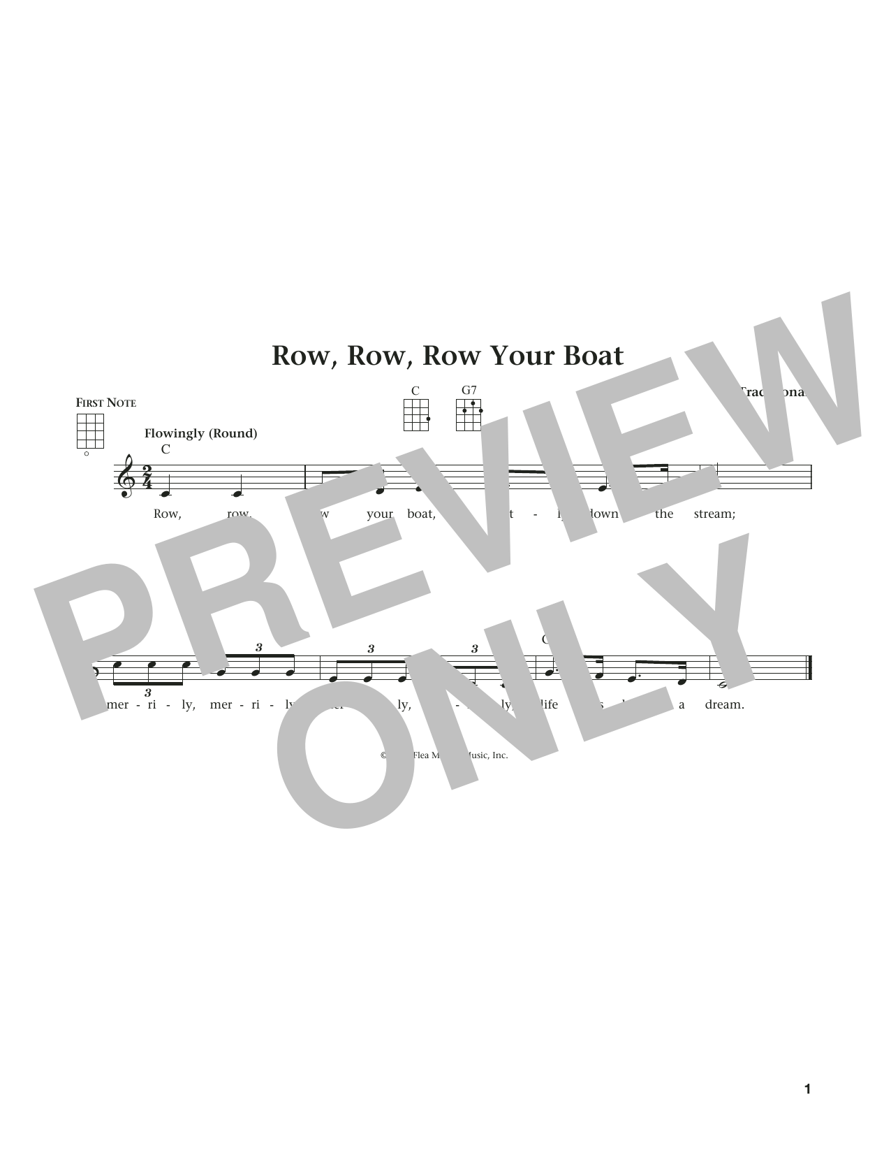 Traditional Row, Row, Row Your Boat (from The Daily Ukulele) (arr. Liz and Jim Beloff) sheet music notes and chords arranged for Ukulele