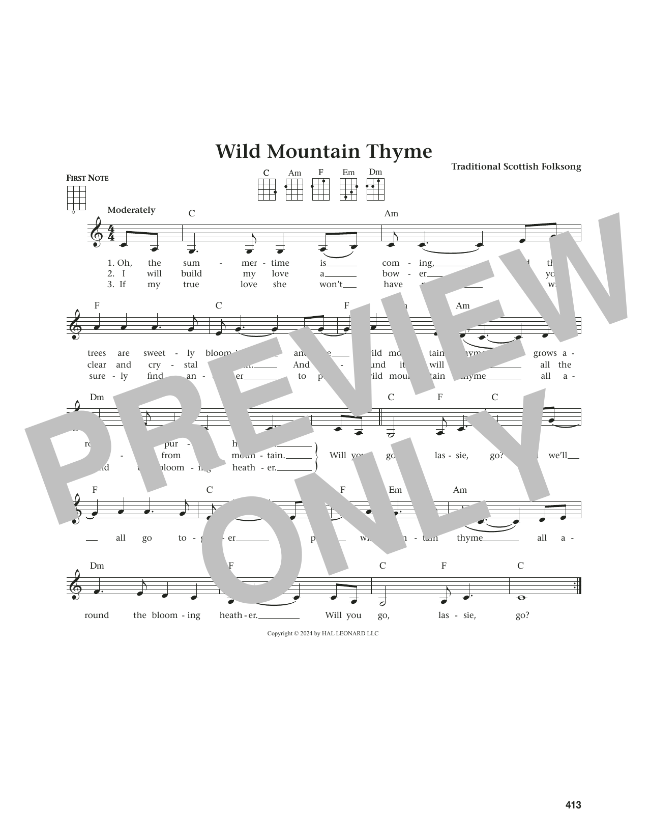 Traditional Scottish Folksong Wild Mountain Thyme (from The Daily Ukulele) (arr. Jim Beloff) sheet music notes and chords arranged for Ukulele