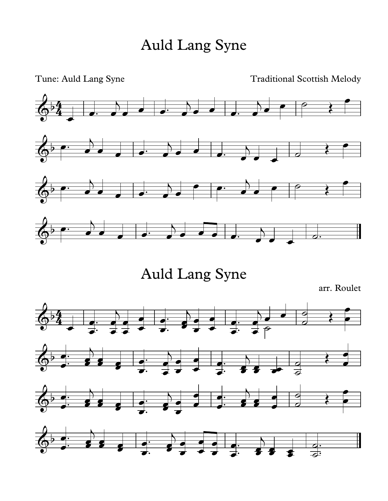 Traditional Scottish Melody Auld Lang Syne (arr. Patrick Roulet) sheet music notes and chords arranged for Marimba Solo