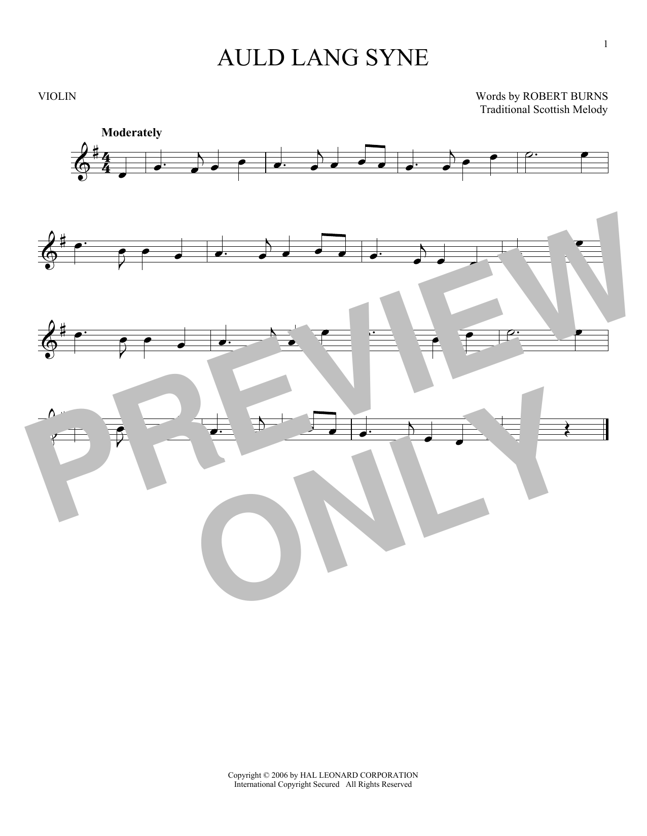 Traditional Scottish Melody Auld Lang Syne sheet music notes and chords arranged for Baritone Ukulele