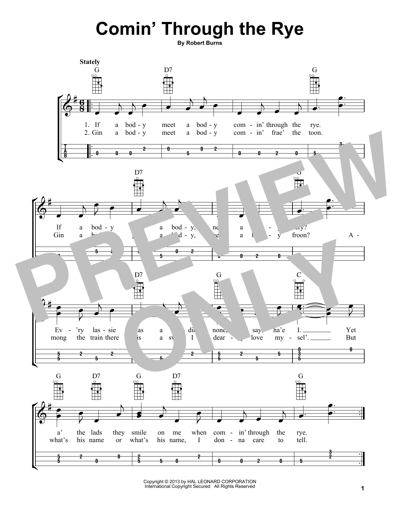 Traditional Scottish Melody Comin' Through The Rye (arr. Bobby Westfall) sheet music notes and chords arranged for Mandolin