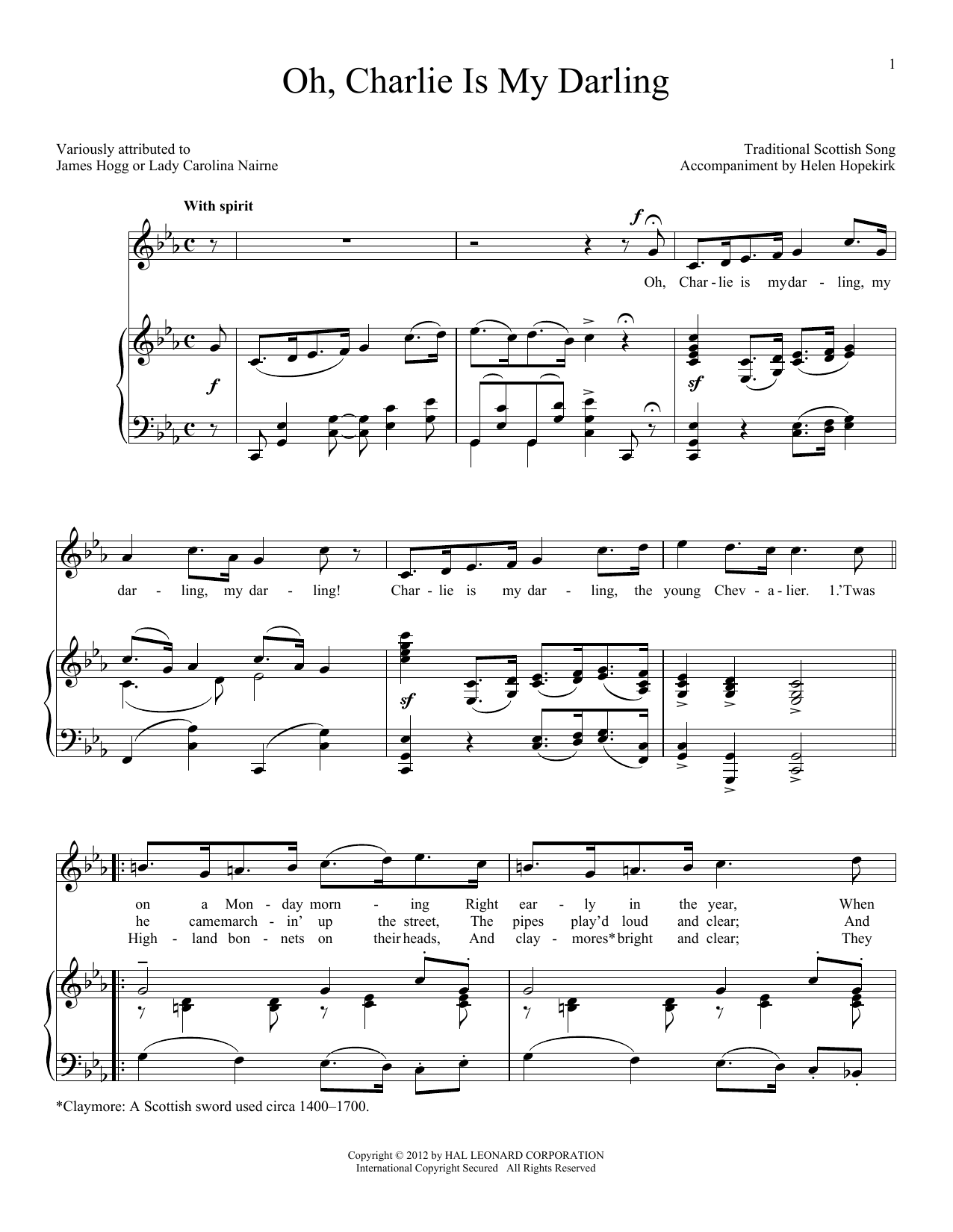 Traditional Scottish Song Oh, Charlie Is My Darling sheet music notes and chords arranged for Vocal Duet