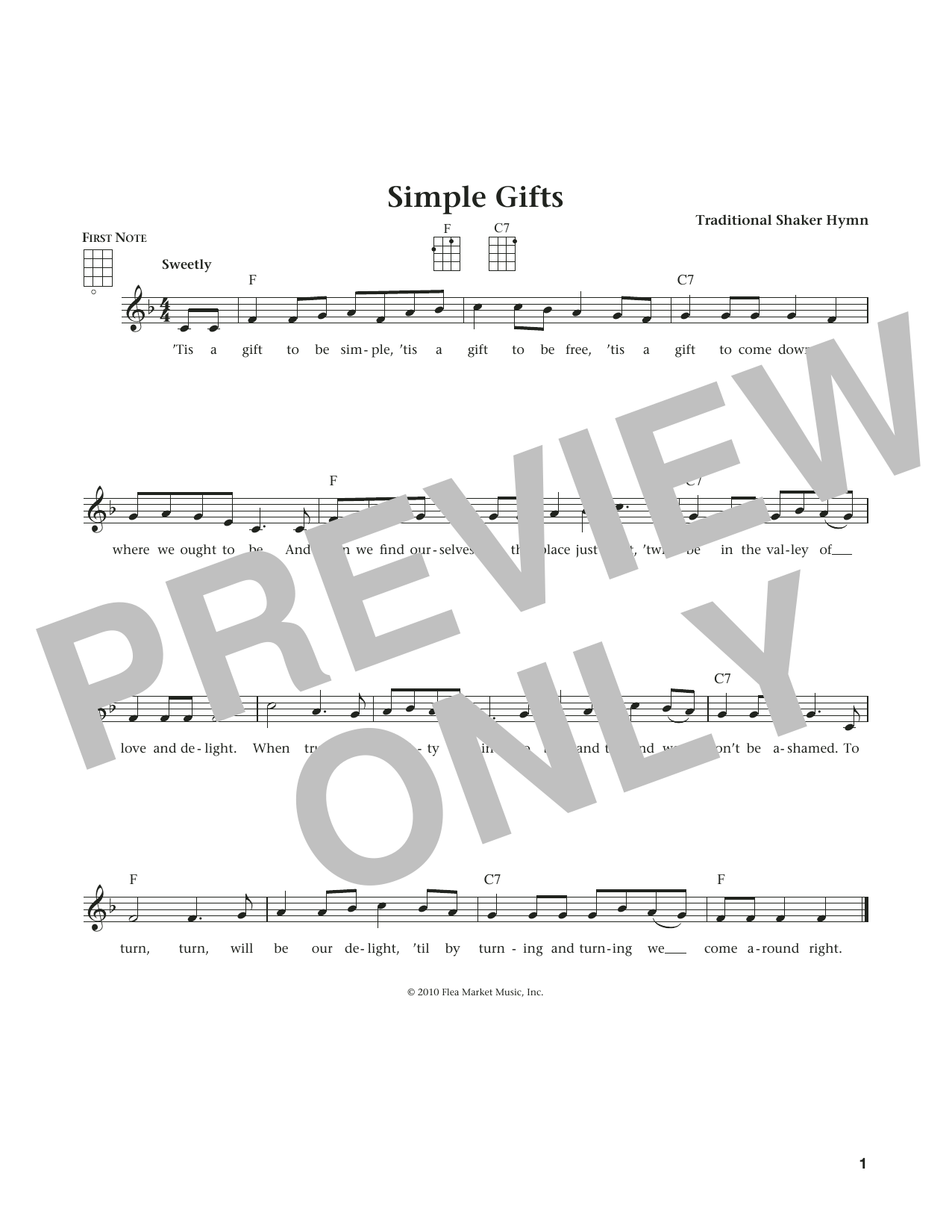 Traditional Shaker Hymn Simple Gifts (from The Daily Ukulele) (arr. Liz and Jim Beloff) sheet music notes and chords arranged for Ukulele