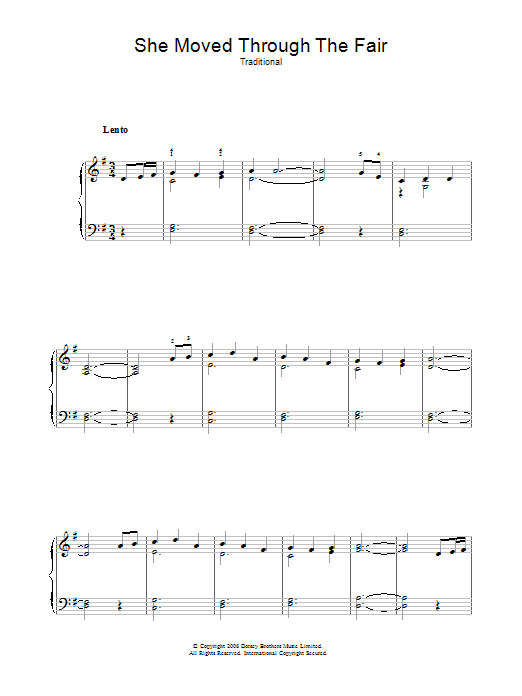 Traditional She Moved Through The Fair sheet music notes and chords arranged for Piano Solo