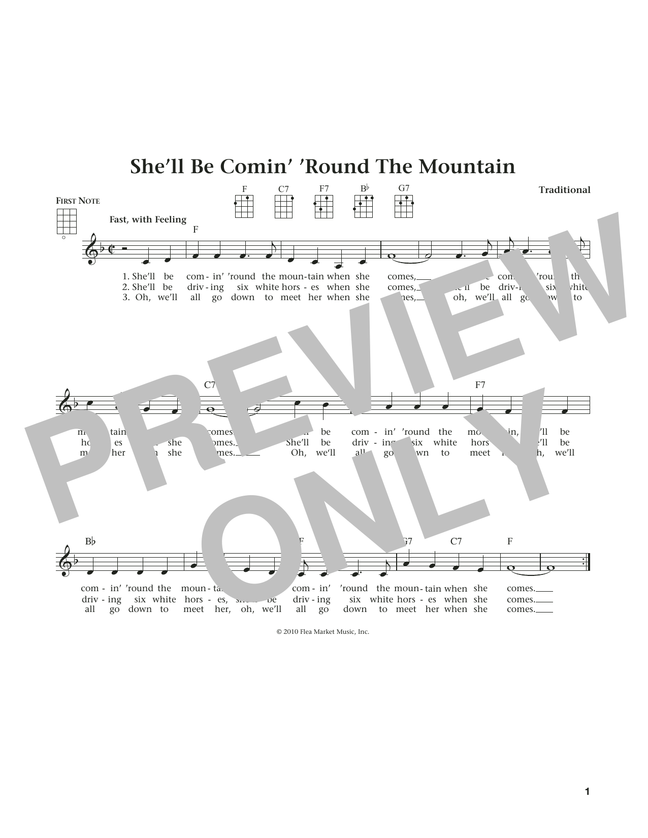 Traditional She'll Be Comin' 'Round The Mountain (from The Daily Ukulele) (arr. Liz and Jim Beloff) sheet music notes and chords arranged for Ukulele
