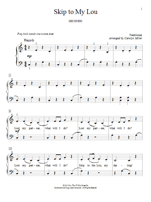 Traditional Skip To My Lou sheet music notes and chords arranged for Lead Sheet / Fake Book