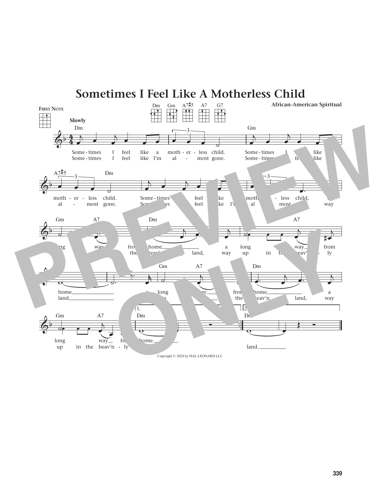 Traditional Sometimes I Feel Like A Motherless Child (from The Daily Ukulele) (arr. Jim Beloff) sheet music notes and chords arranged for Ukulele