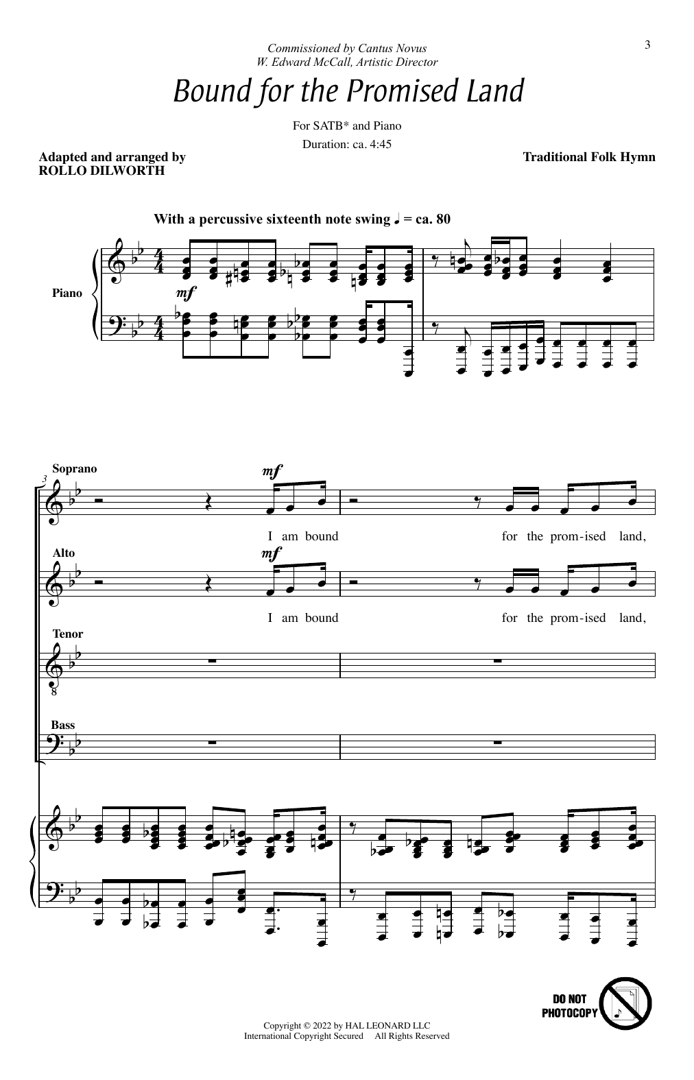 Traditional Spiritual Bound For The Promised Land (arr. Rollo Dilworth) sheet music notes and chords arranged for SATB Choir