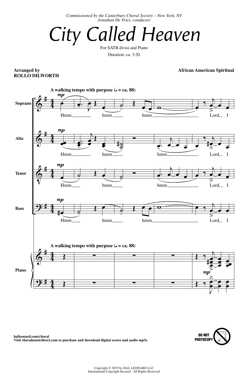 Traditional Spiritual City Called Heaven (arr. Rollo Dilworth) sheet music notes and chords arranged for SATB Choir