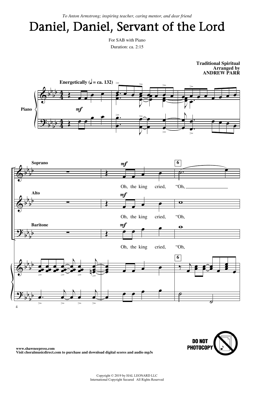 Traditional Spiritual Daniel, Daniel, Servant Of The Lord (arr. Andrew Parr) sheet music notes and chords arranged for SAB Choir