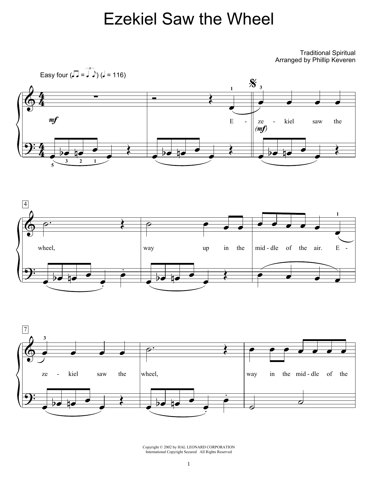 Traditional Spiritual Ezekiel Saw The Wheel (arr. Phillip Keveren) sheet music notes and chords arranged for Educational Piano