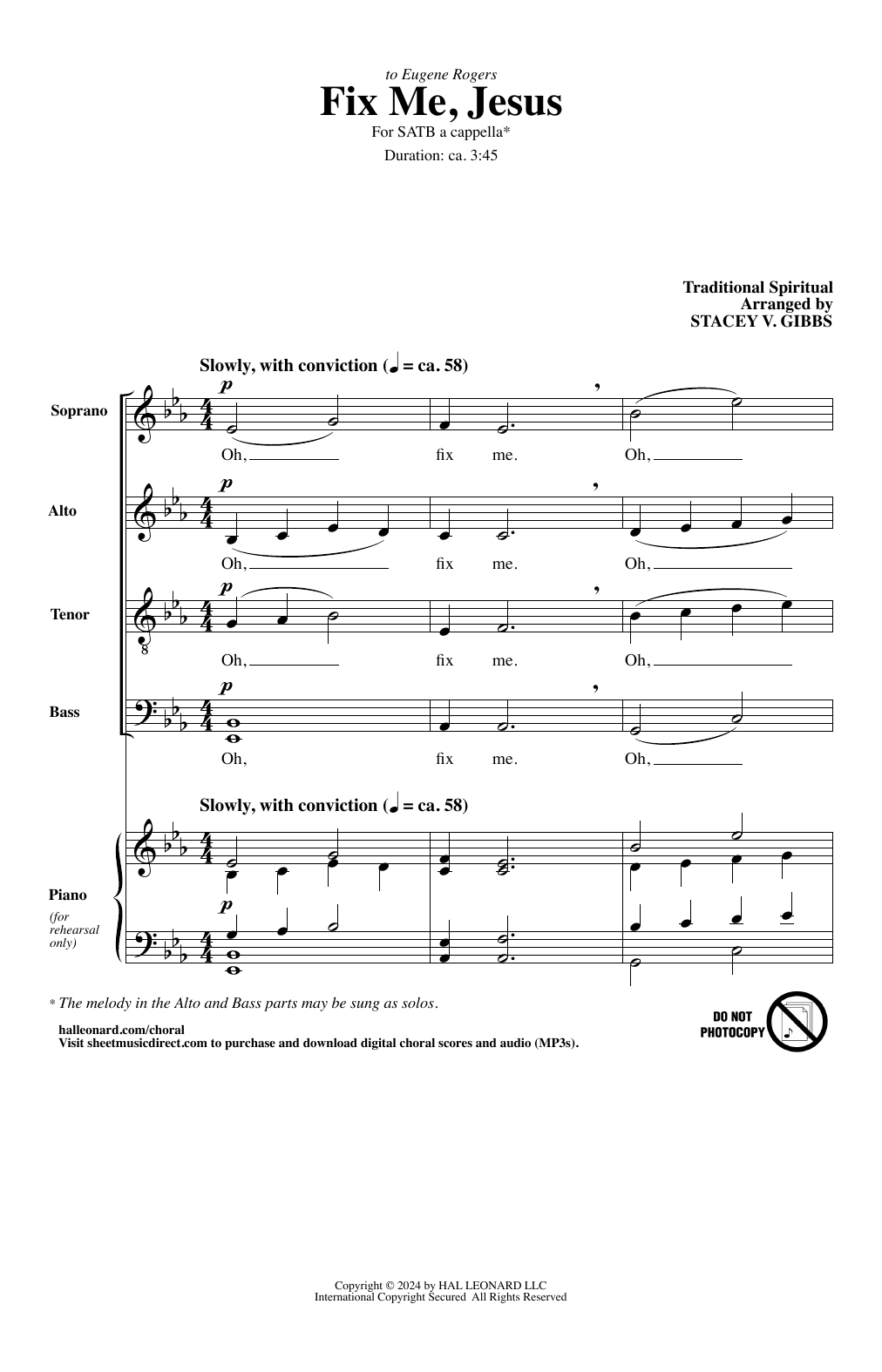 Traditional Spiritual Fix Me, Jesus (arr. Stacey V. Gibbs) sheet music notes and chords arranged for SATB Choir