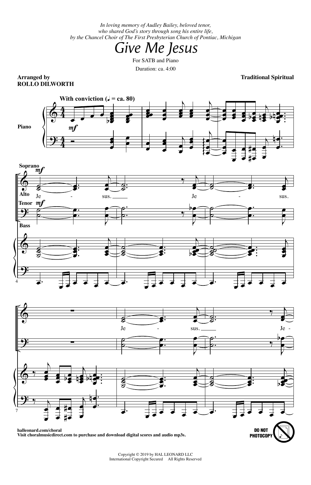Traditional Spiritual Give Me Jesus (arr. Rollo Dilworth) sheet music notes and chords arranged for SATB Choir