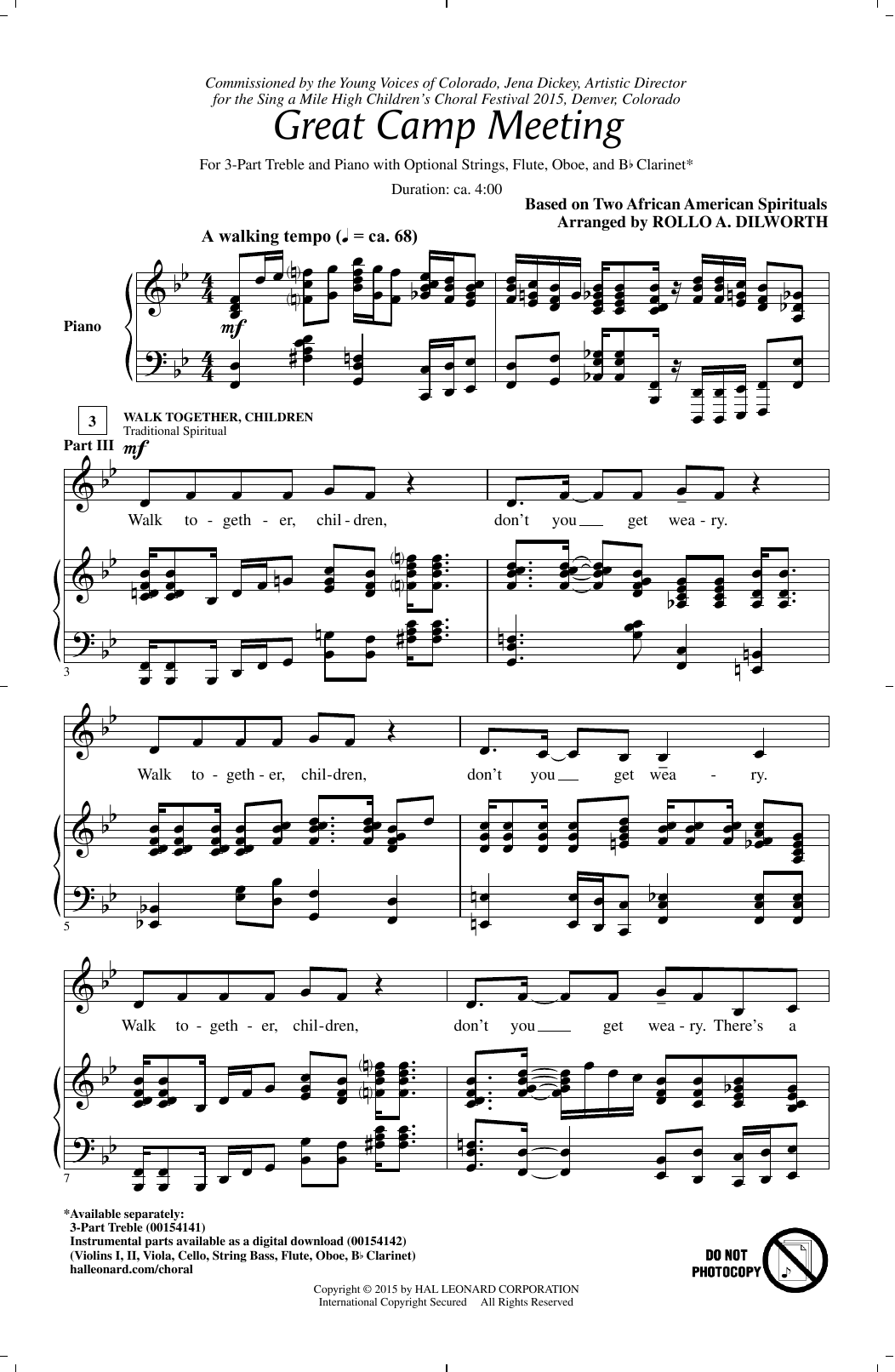 Traditional Spiritual Great Camp Meeting (arr. Rollo Dilworth) sheet music notes and chords arranged for 3-Part Treble Choir