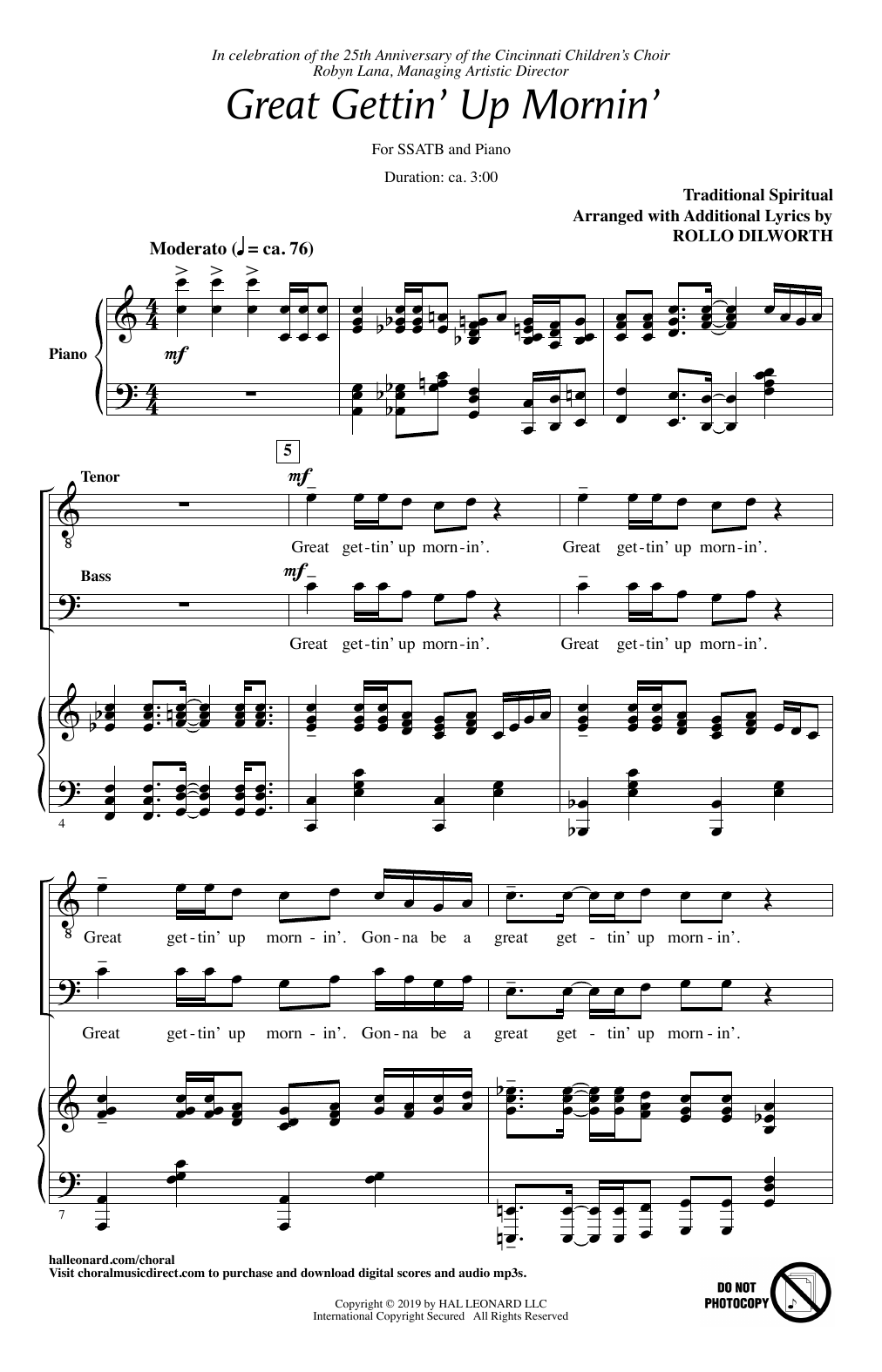 Traditional Spiritual Great Gettin' Up Mornin' (arr. Rollo Dilworth) sheet music notes and chords arranged for SATB Choir
