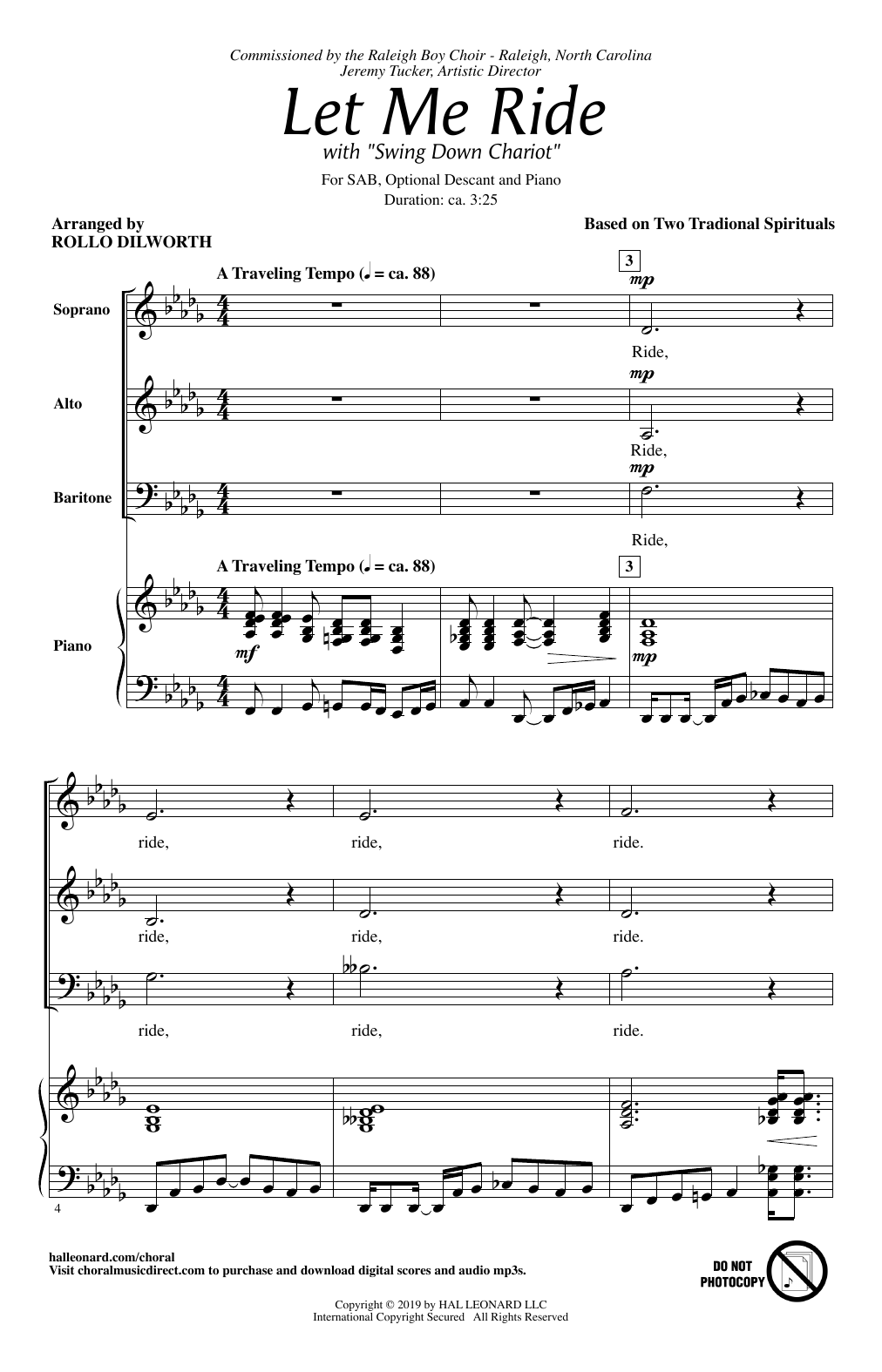 Traditional Spiritual Let Me Ride (arr. Rollo Dilworth) sheet music notes and chords arranged for SAB Choir