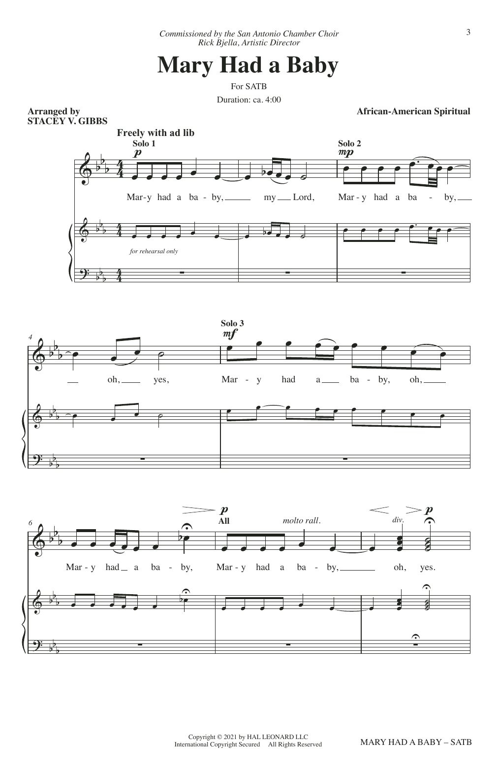 Traditional Spiritual Mary Had A Baby (arr. Stacey V. Gibbs) sheet music notes and chords arranged for SATB Choir