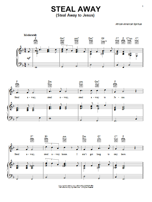 Traditional Spiritual Steal Away (Steal Away To Jesus) sheet music notes and chords arranged for Ukulele