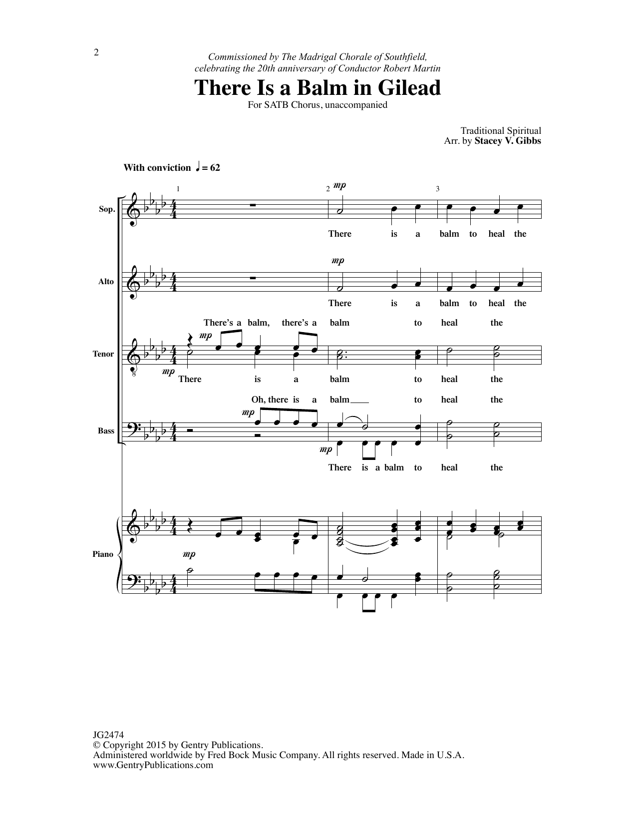 Traditional Spiritual There Is A Balm In Gilead (arr. Stacey V. Gibbs) sheet music notes and chords arranged for SATB Choir