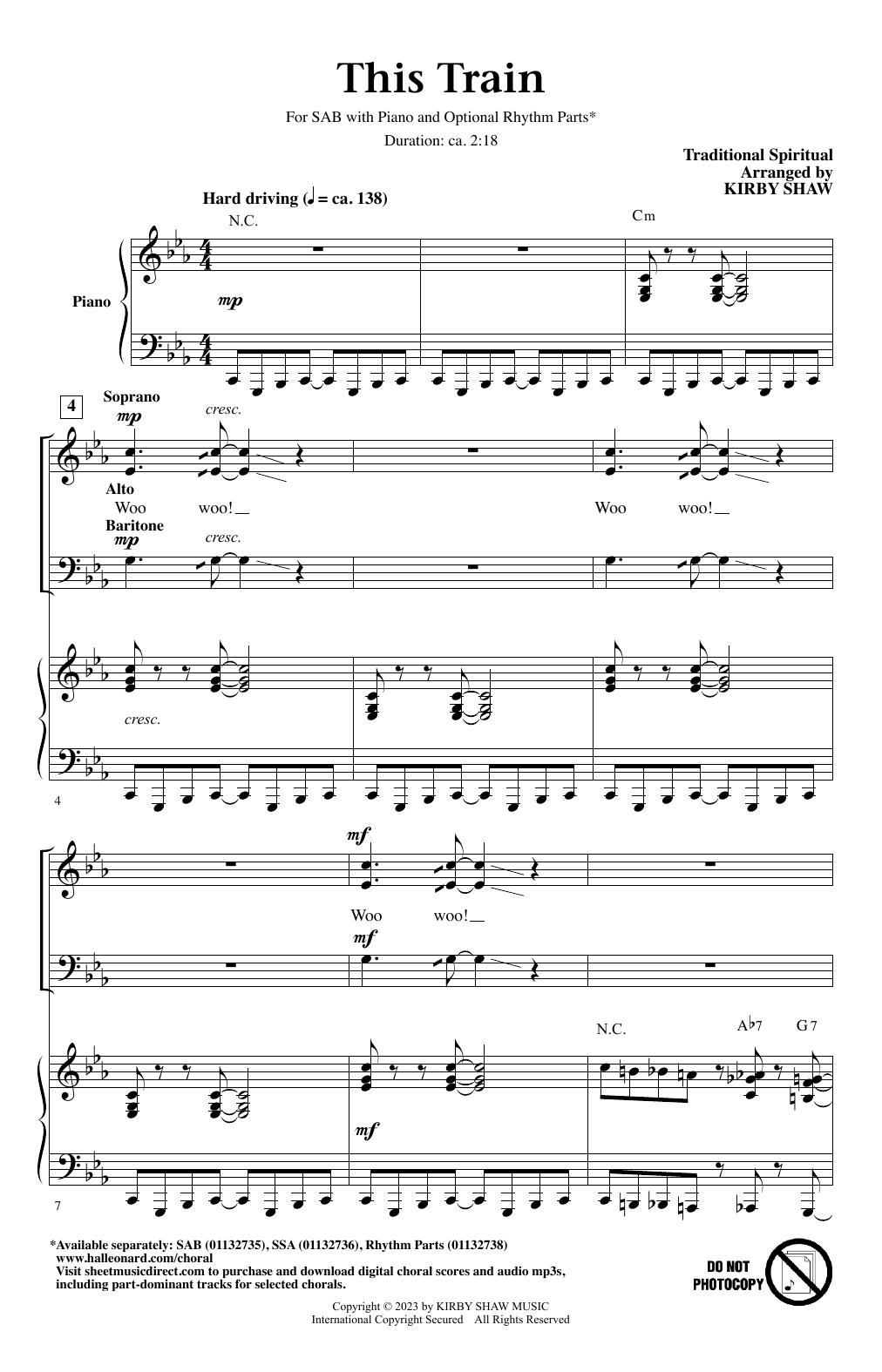 Traditional Spiritual This Train (arr. Kirby Shaw) sheet music notes and chords arranged for SSA Choir