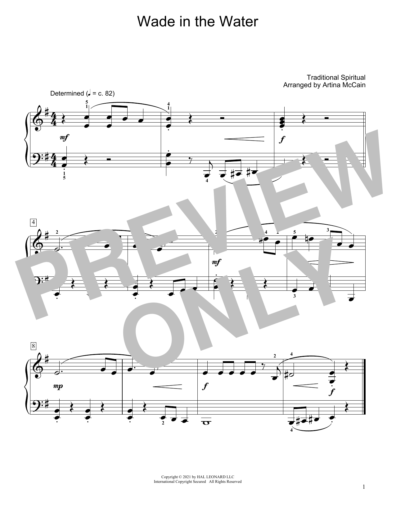 Traditional Spiritual Wade In The Water (arr. Artina McCain) sheet music notes and chords arranged for Educational Piano