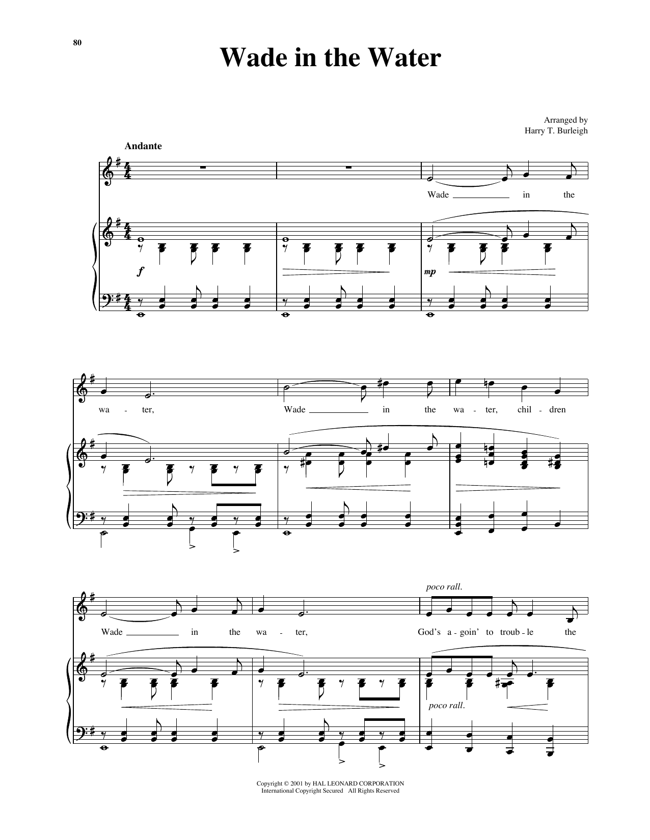 Traditional Spiritual Wade In The Water (arr. Richard Walters) (High Voice) sheet music notes and chords arranged for Piano & Vocal