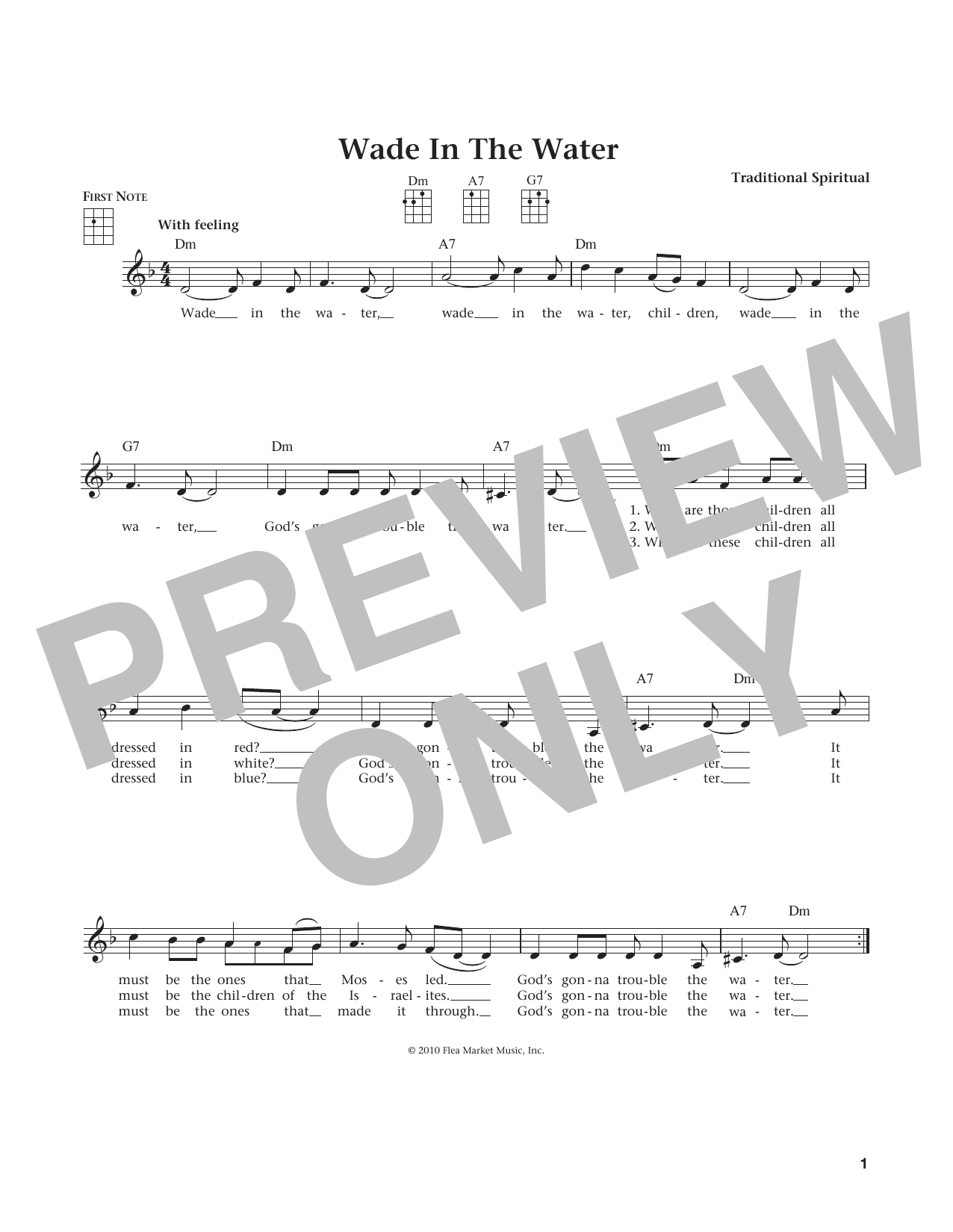 Traditional Spiritual Wade In The Water (from The Daily Ukulele) (arr. Liz and Jim Beloff) sheet music notes and chords arranged for Ukulele