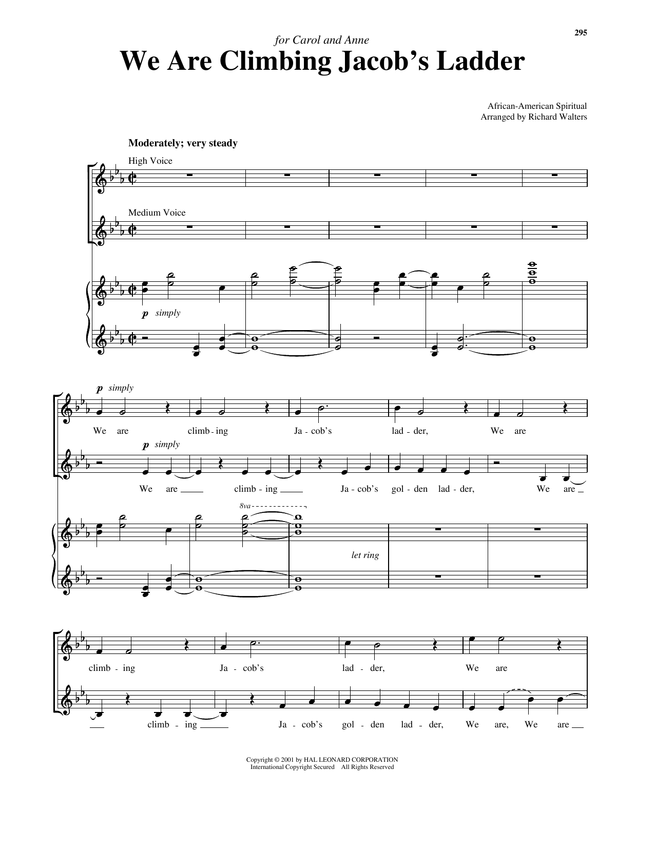 Traditional Spiritual We Are Climbing Jacob's Ladder (arr. Richard Walters) (High Voice) sheet music notes and chords arranged for Piano & Vocal