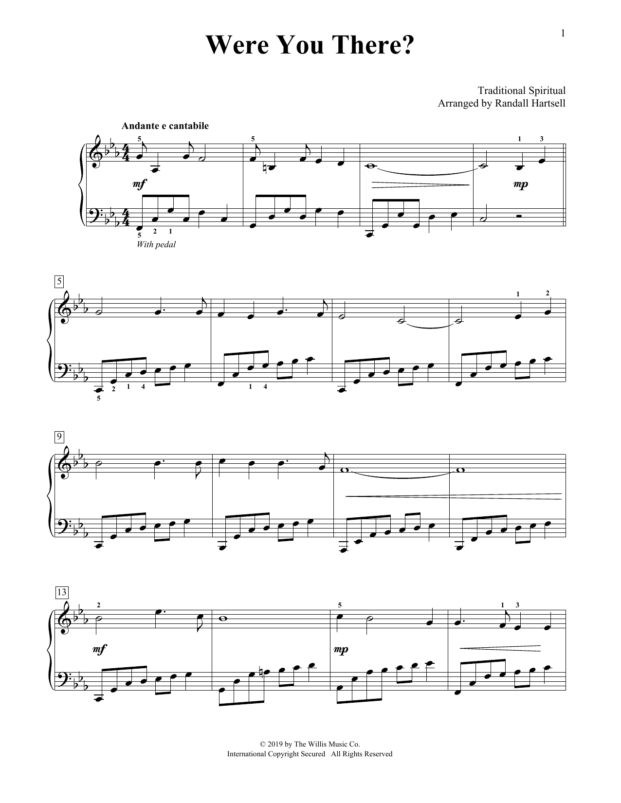 Traditional Spiritual Were You There? (arr. Randall Hartsell) sheet music notes and chords arranged for Educational Piano