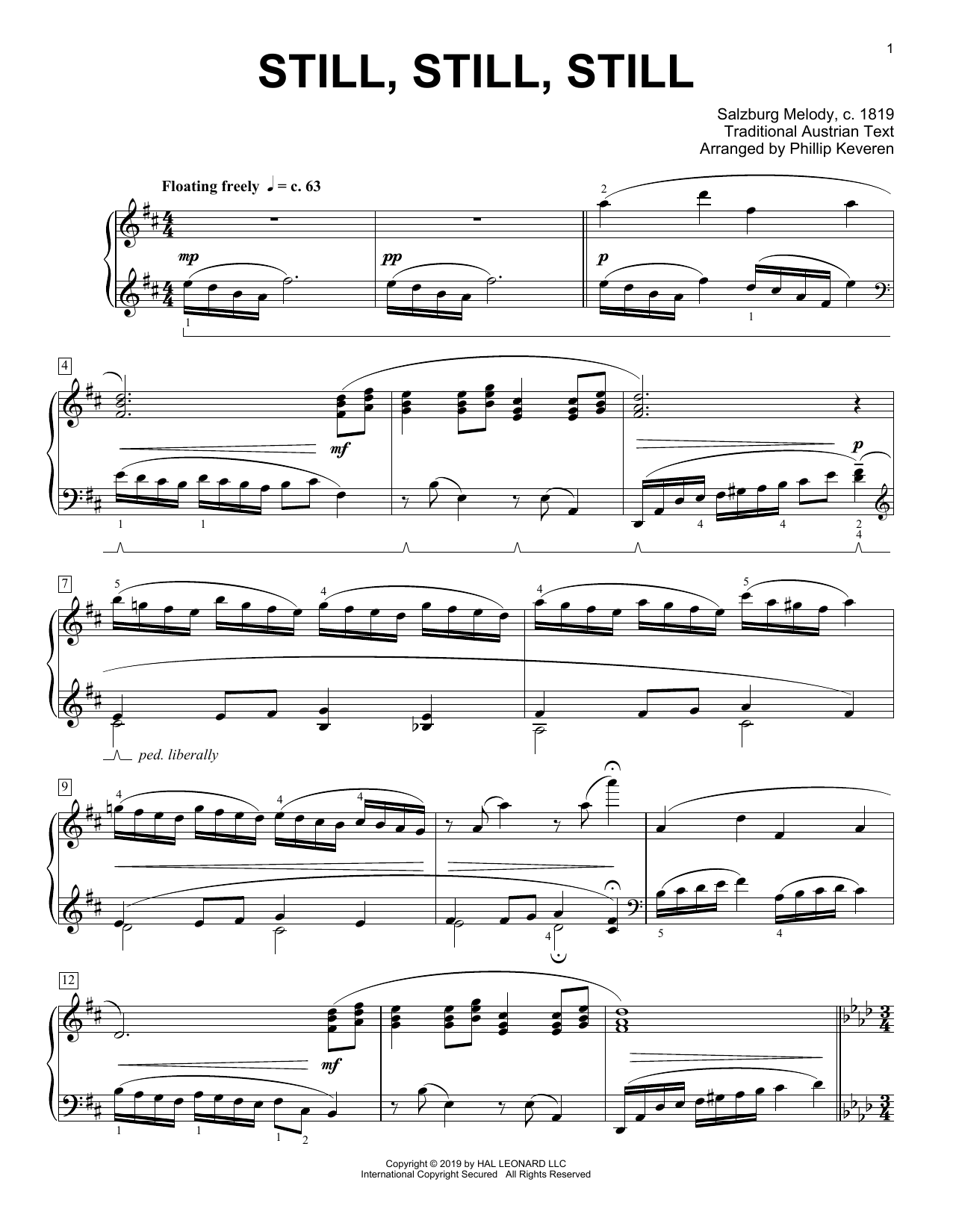 Traditional Still, Still, Still [Classical version] (arr. Phillip Keveren) sheet music notes and chords arranged for Piano Solo